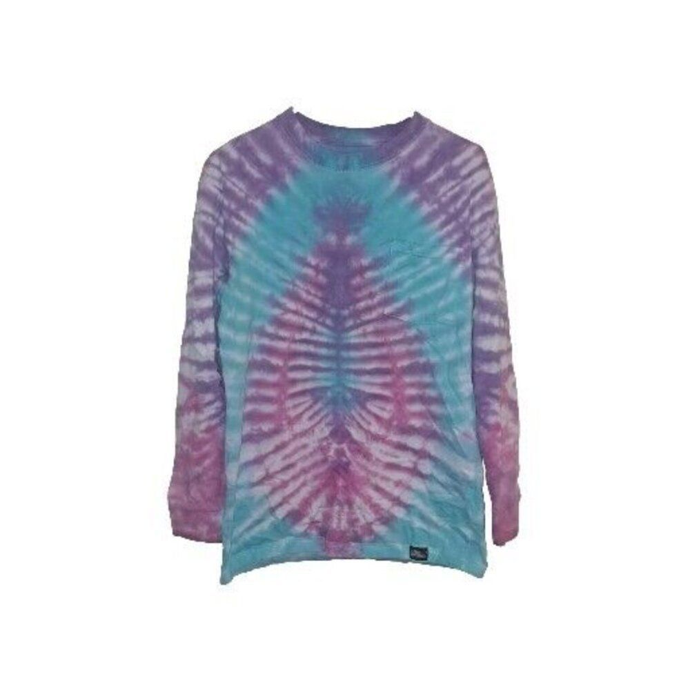 Dickies Mens Medium Blue Purple Tee Shirt  Long Sleeve Tie Dye